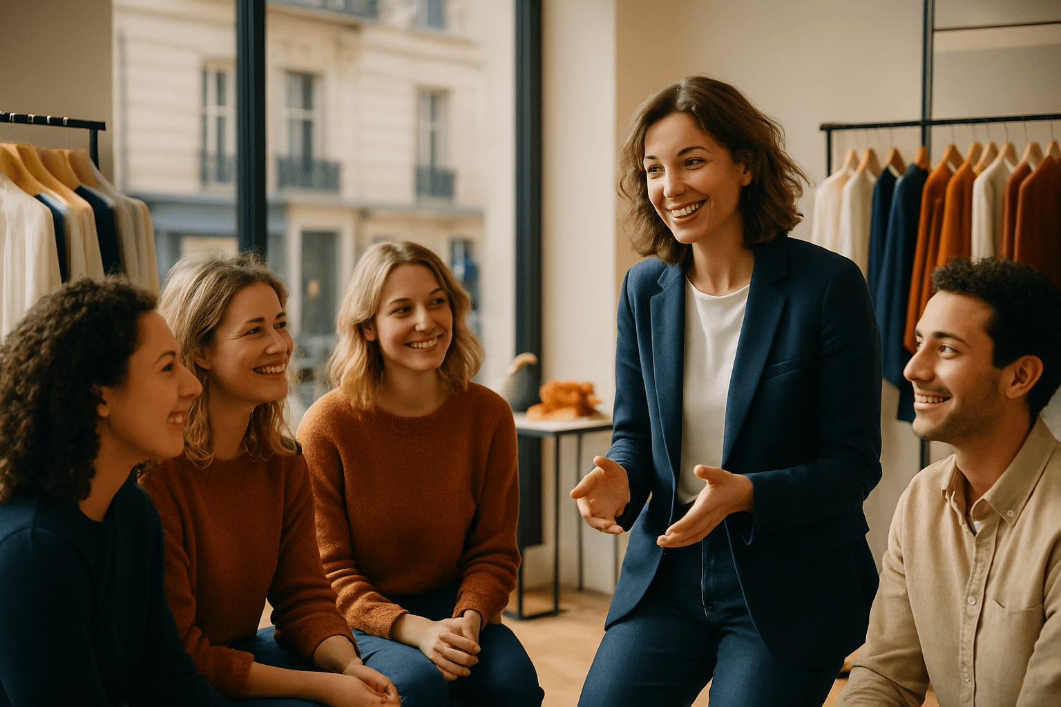 Séance de formation retail animée en boutique